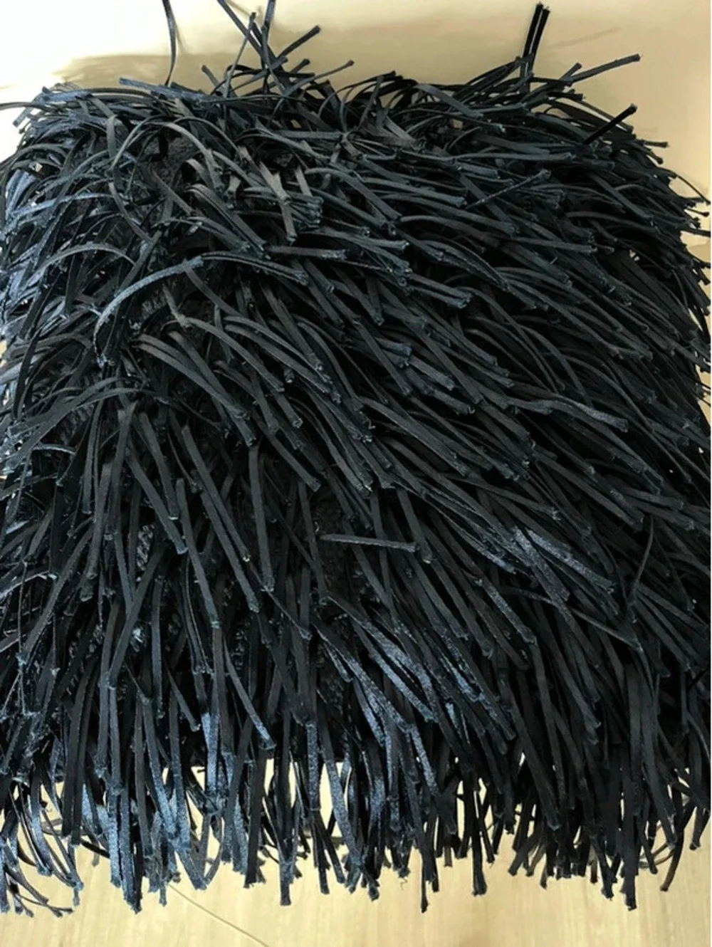 Cynthia Rowley Metallic Navy Blue Fringe Square Pillow Insert 16” Decor